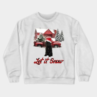 Black Labradoodle Let It Snow Tree Farm Red Truck Christmas Crewneck Sweatshirt